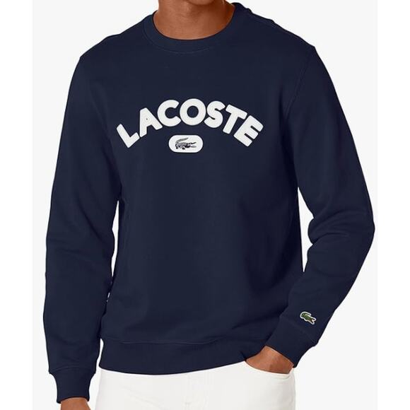 Lacoste Men's Long Sleeve Graphic Crew Neck Sweatshirt Navy Blue 2XL